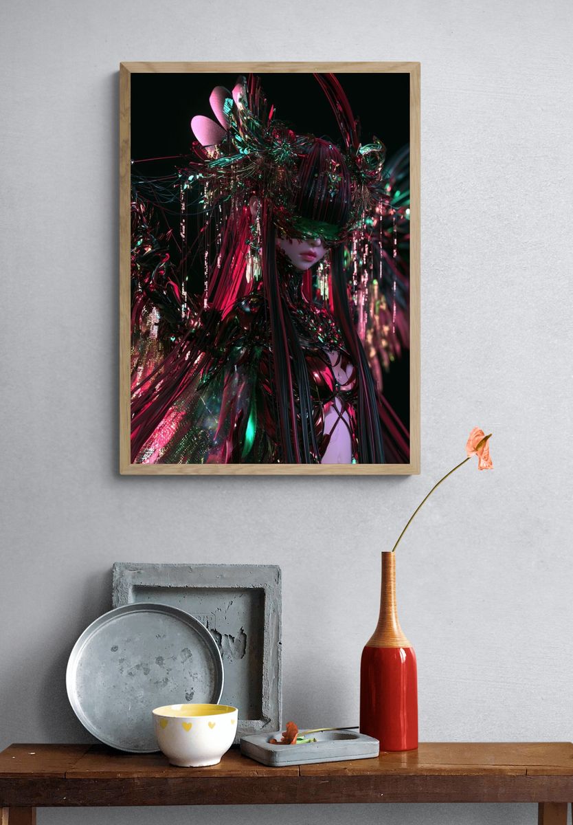 Cyberpunk Anime Portrait Poster. — room view 3