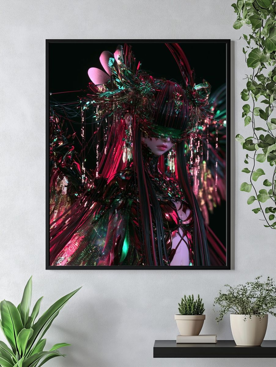 Cyberpunk Anime Portrait Poster. — room view 4