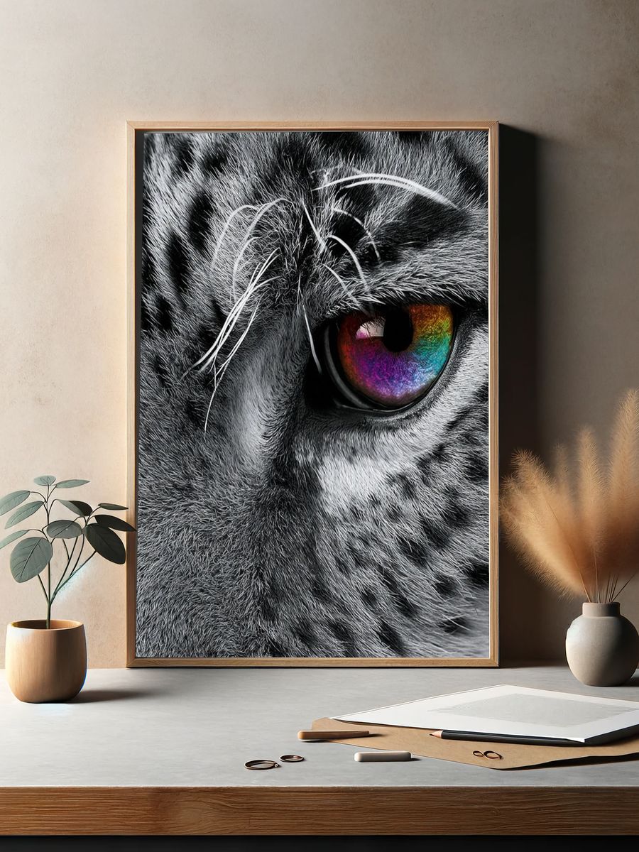 Rainbow Tiger Eye Photography Poster. — room view 2