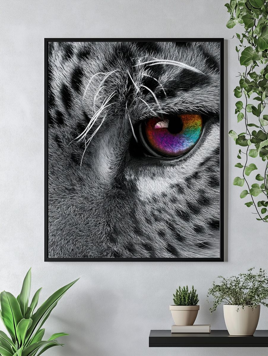 Rainbow Tiger Eye Photography Poster. — room view 4