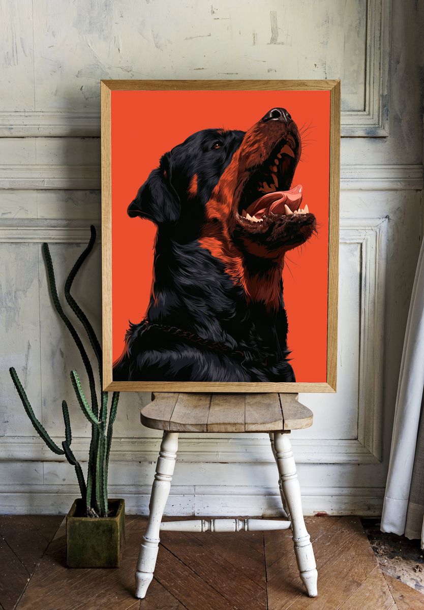 Rottweiler Roar Illustration Poster. room preview