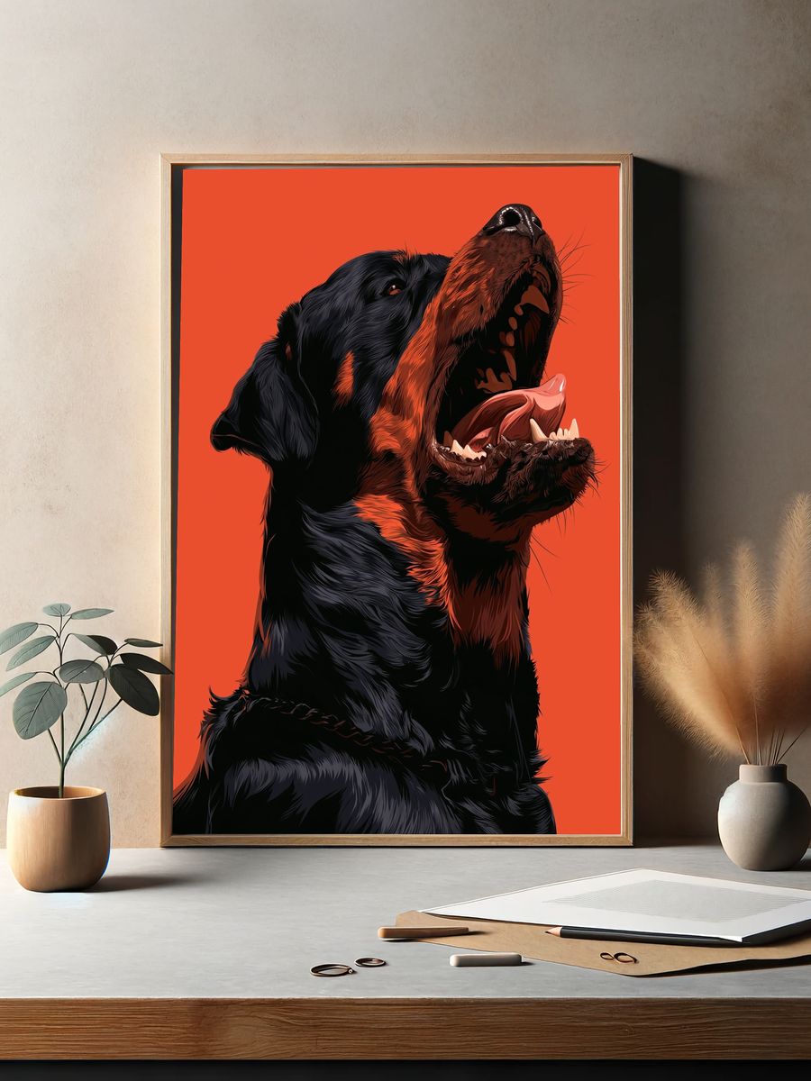 Rottweiler Roar Illustration Poster. — room view 2