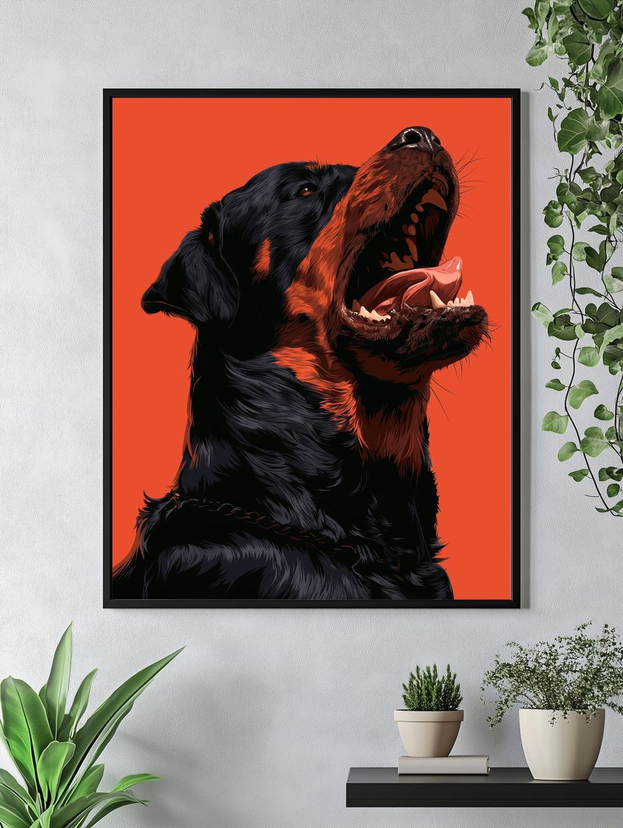 Rottweiler Roar Illustration Poster. — room view 4