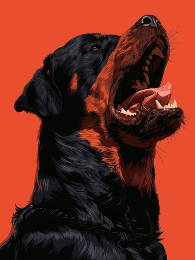 Rottweiler Roar Illustration Poster.