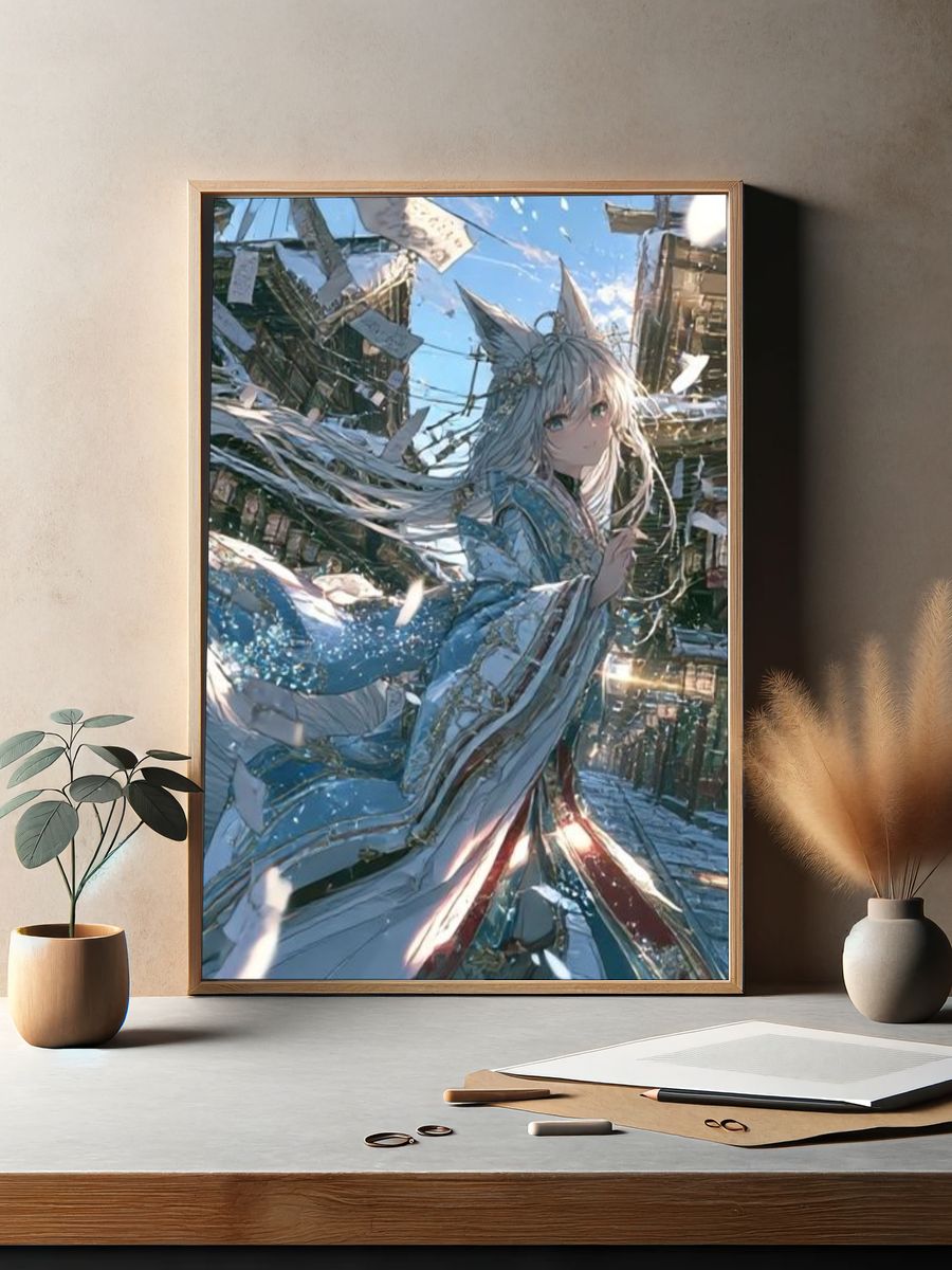 Fox-Eared Girl Fantasy Poster. — room view 2
