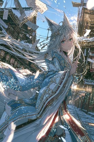 Fox-Eared Girl Fantasy Poster. poster