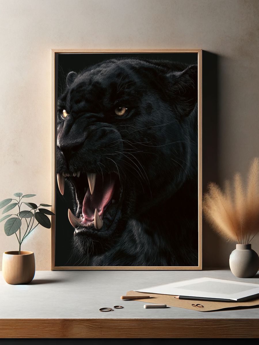 Black Panther Roar Photography Poster. — room view 2