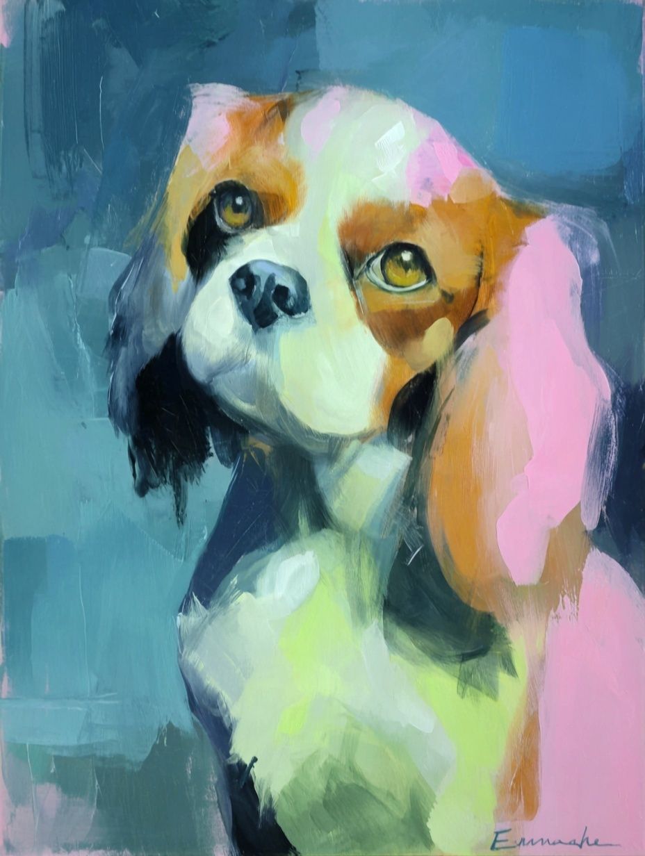 Colorful Beagle Portrait Print. poster — animals art