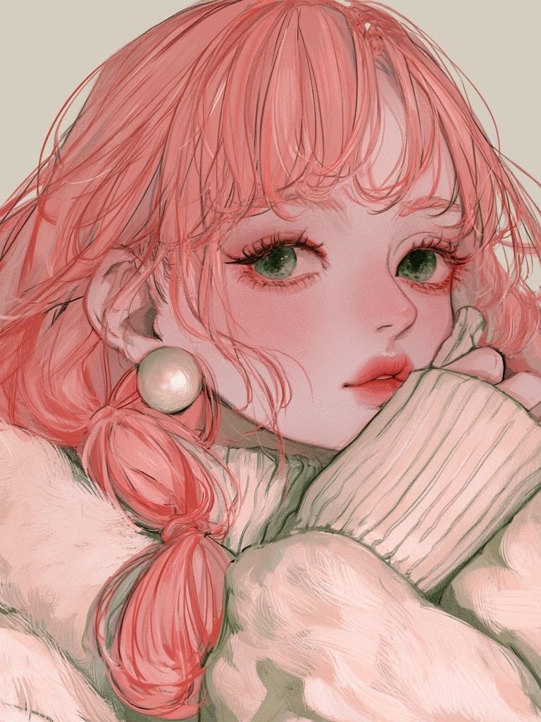 Pink-Haired Girl Illustration Poster. poster — anime art