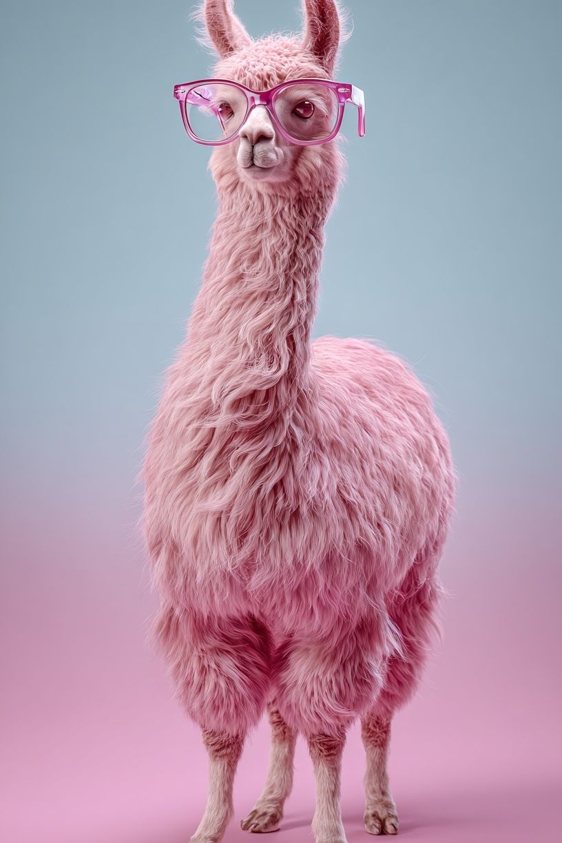 Pink Llama with Glasses Poster. poster — animals art