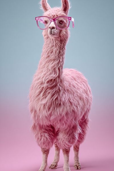 Pink Llama with Glasses Poster. poster