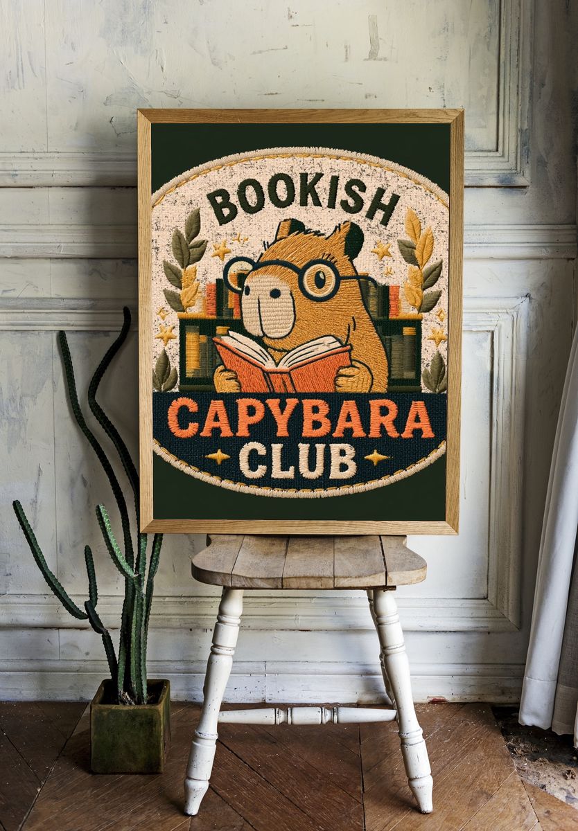 Bookish Capybara Club Poster. — room view 1