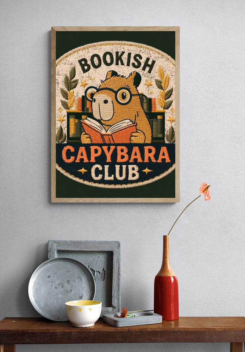 Bookish Capybara Club Poster. — room view 3