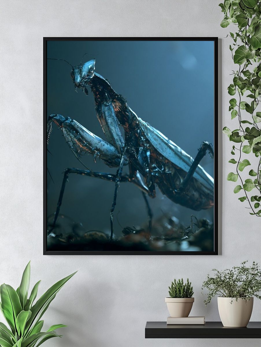 Praying Mantis Macro Photography Poster. — room view 4