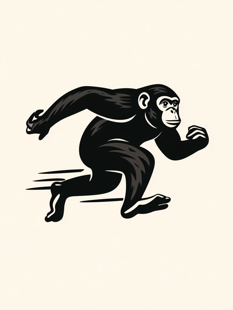 Running Chimpanzee Illustration Poster. poster — animals art