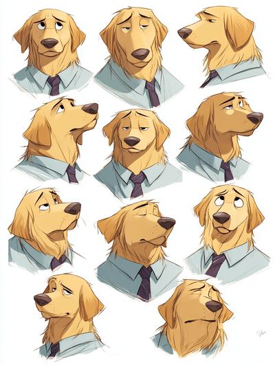 Golden Retriever Expressions Illustration Poster. poster