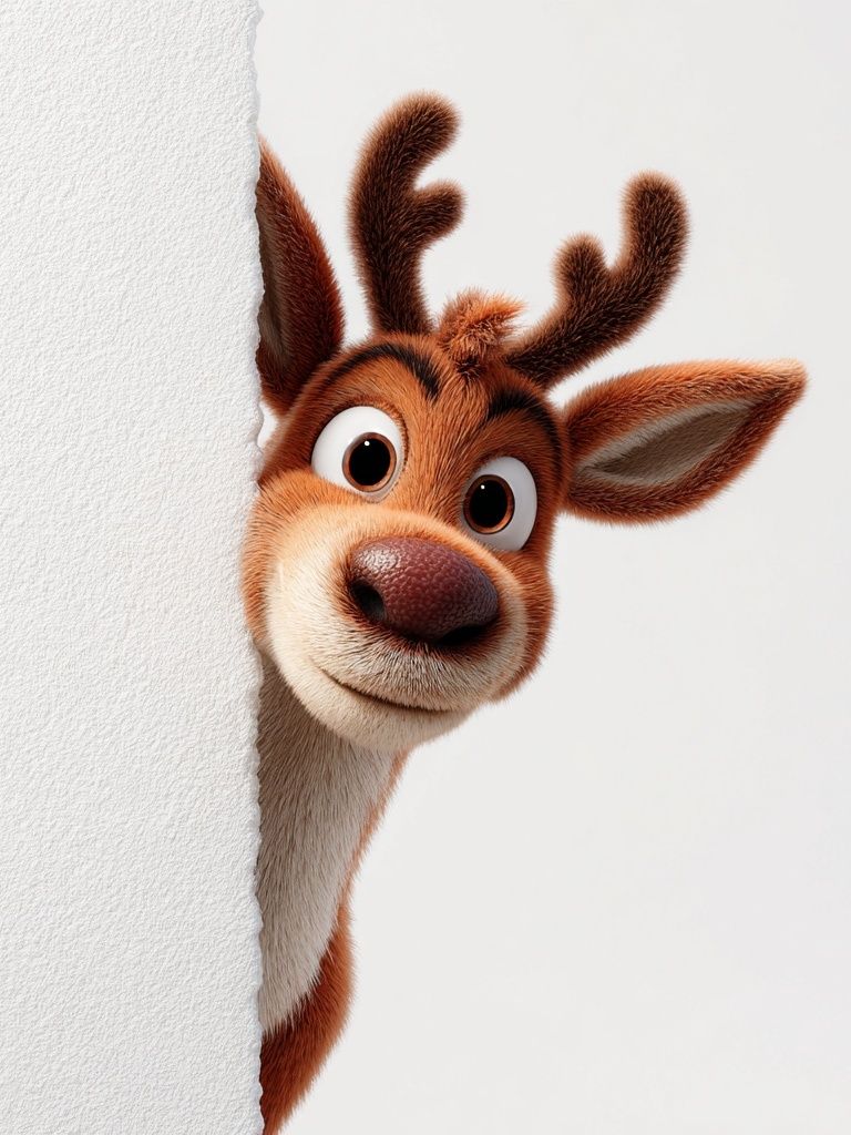 Curious Reindeer Cartoon Poster. poster — animals art