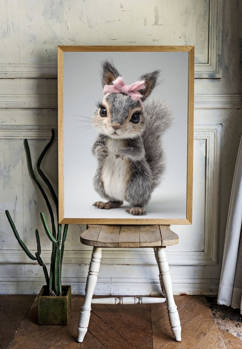 Baby Squirrel Portrait Print. — room view 1