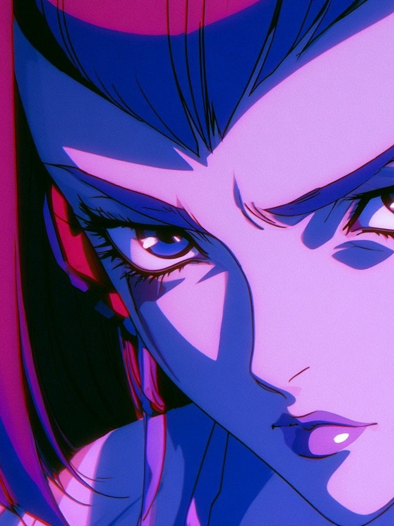 Neon Anime Portrait Poster. poster detail