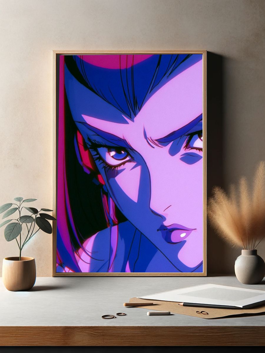 Neon Anime Portrait Poster. — room view 2
