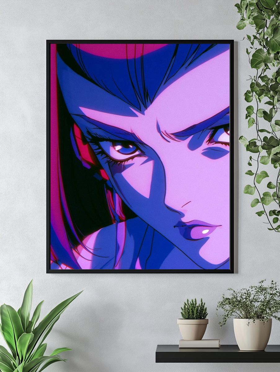 Neon Anime Portrait Poster. — room view 4