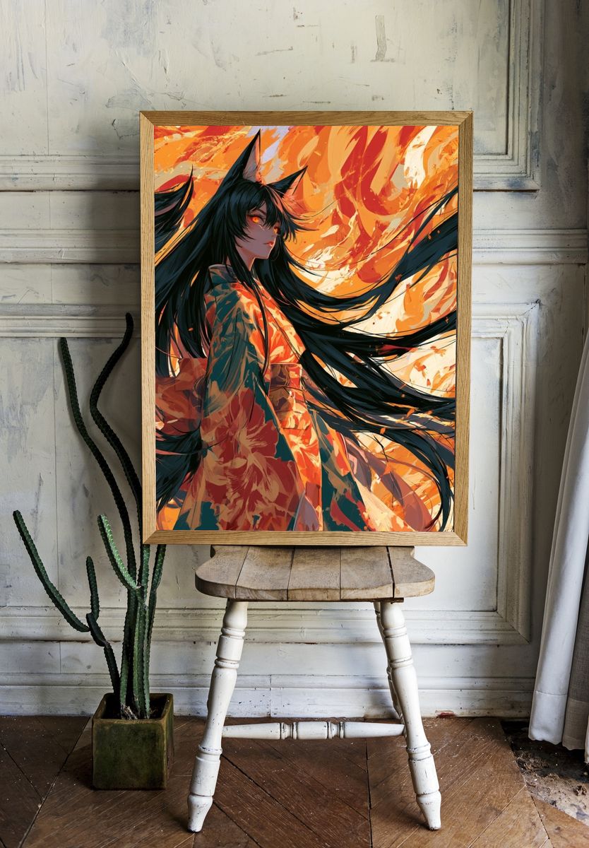 Fox-Eared Anime Girl Poster. — room view 1