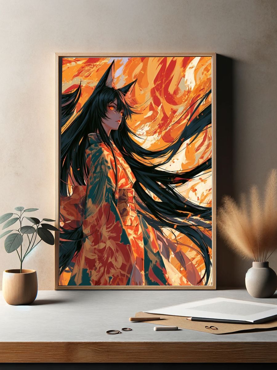 Fox-Eared Anime Girl Poster. — room view 2