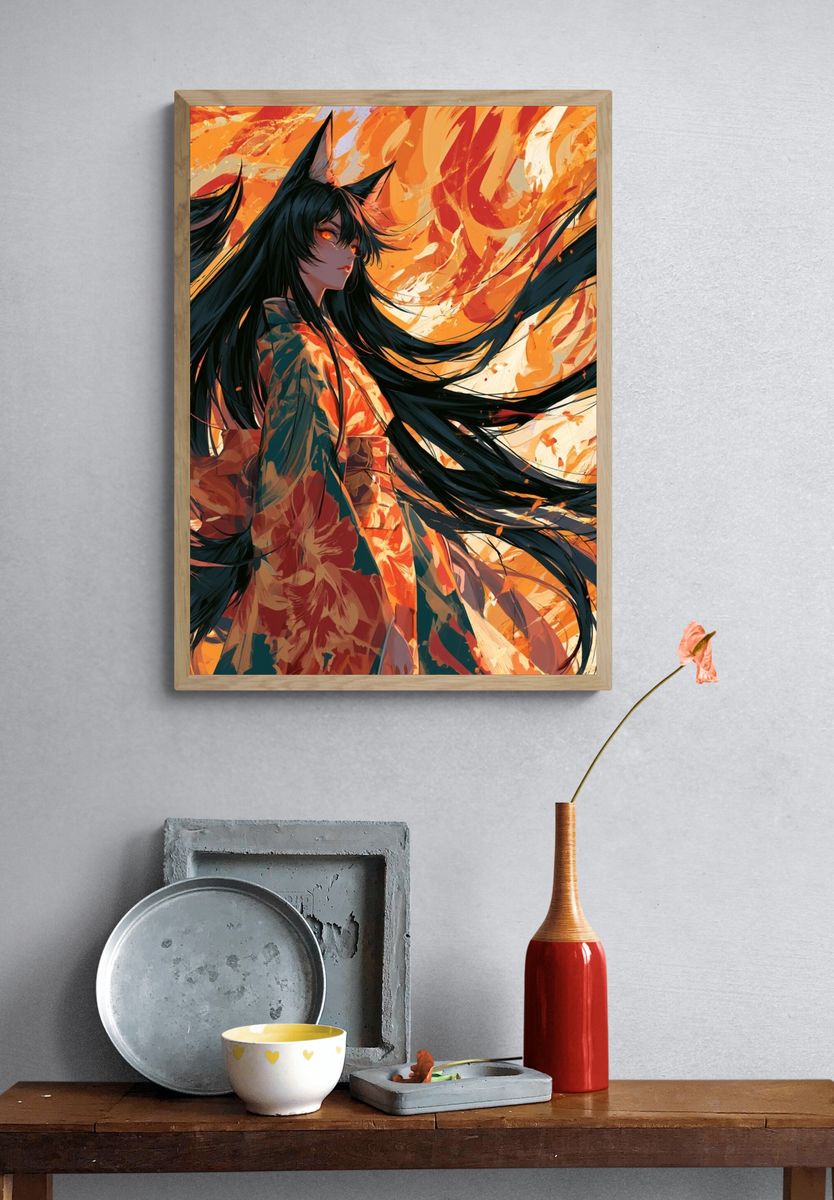 Fox-Eared Anime Girl Poster. — room view 3