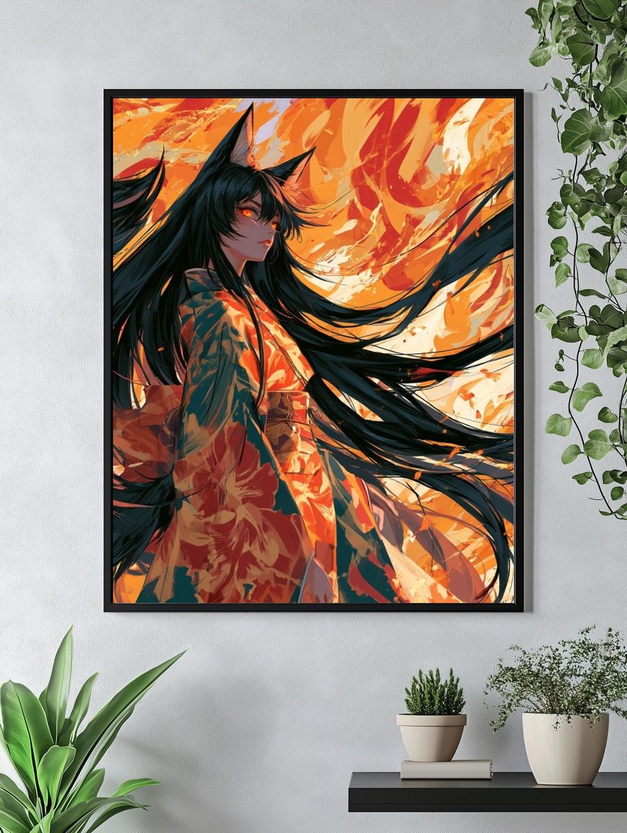 Fox-Eared Anime Girl Poster. — room view 4