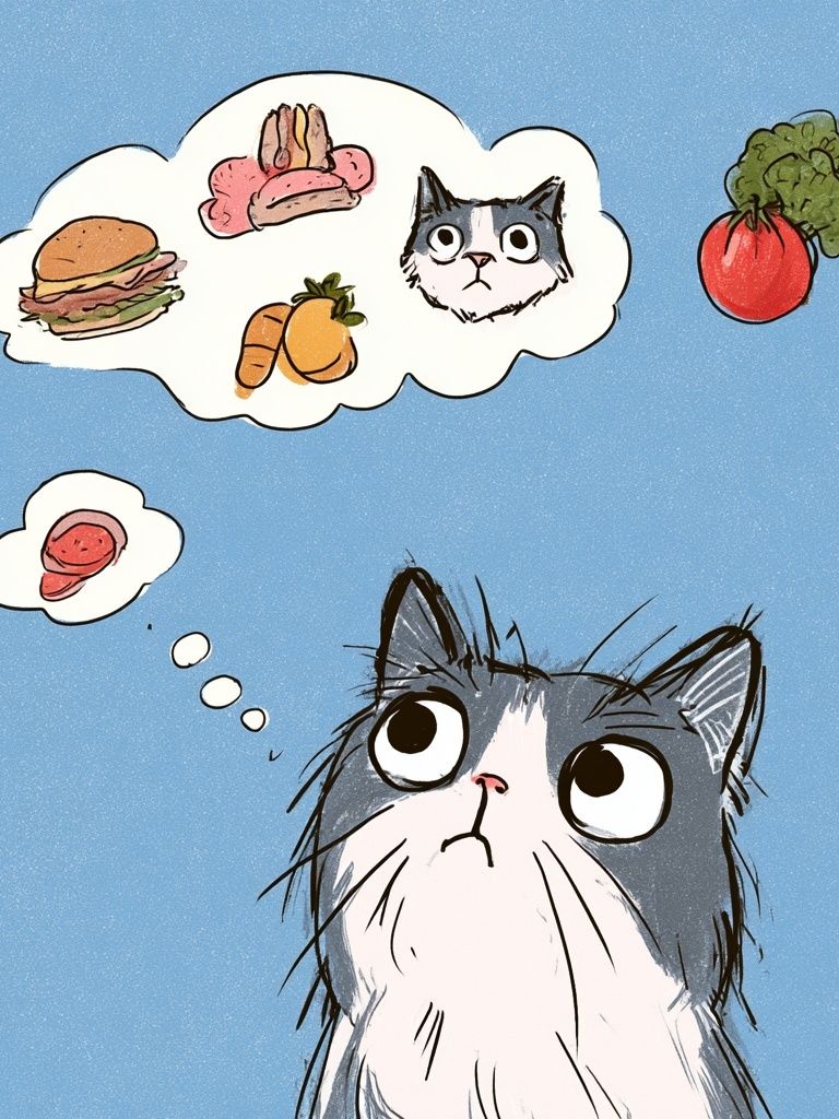 Hungry Cat Cartoon Poster. poster — animals art