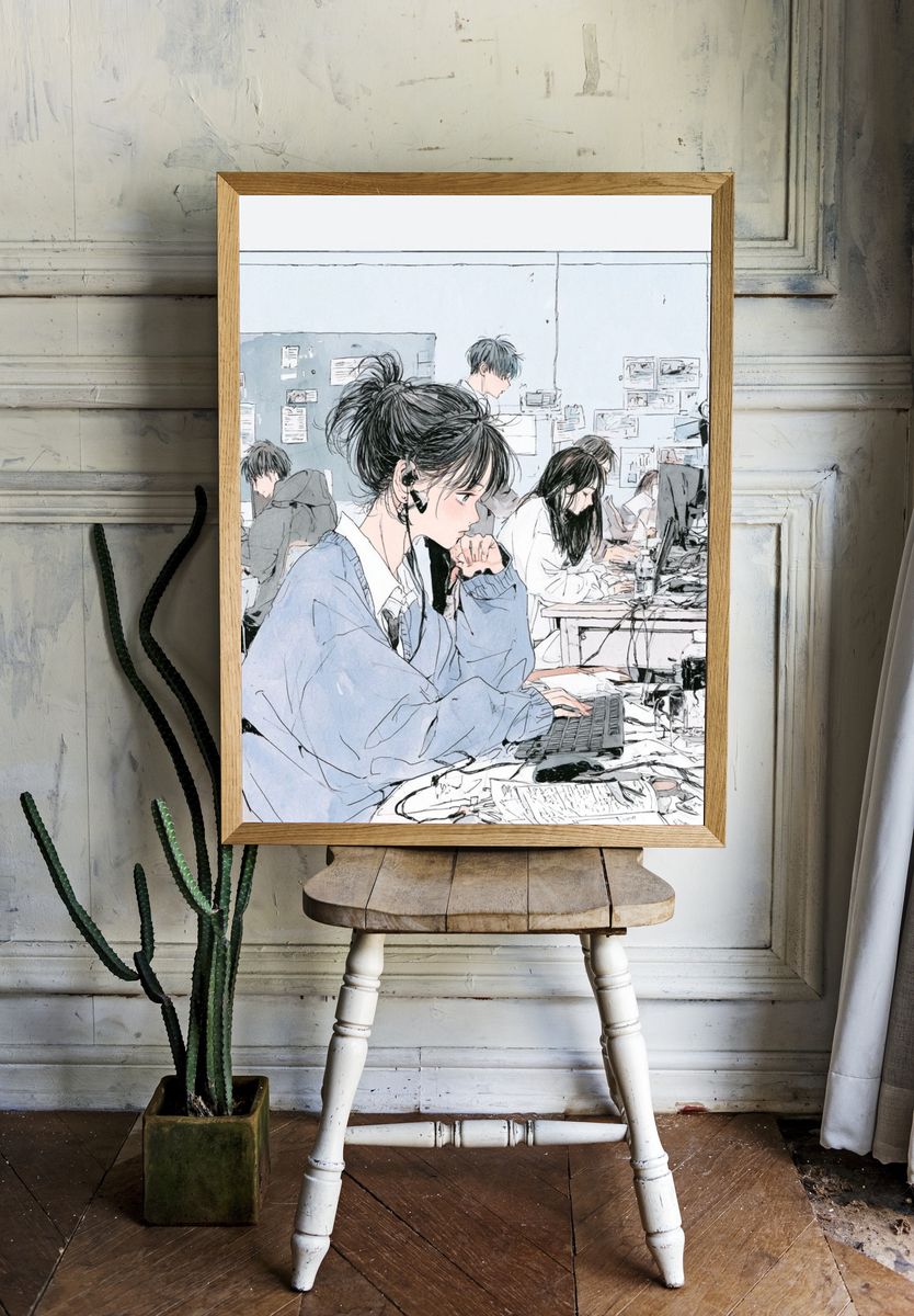Quiet Study Room Illustration Poster. — room view 1