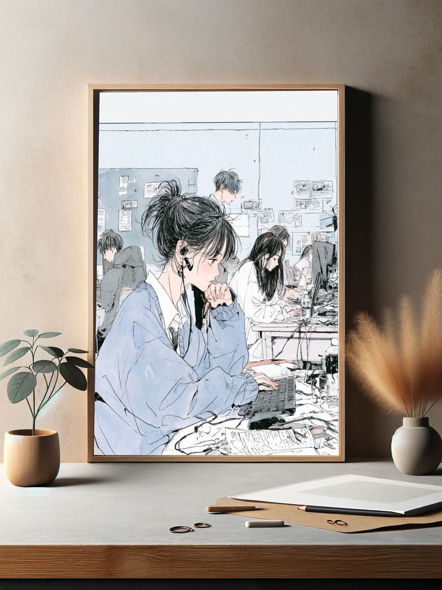 Quiet Study Room Illustration Poster. — room view 2