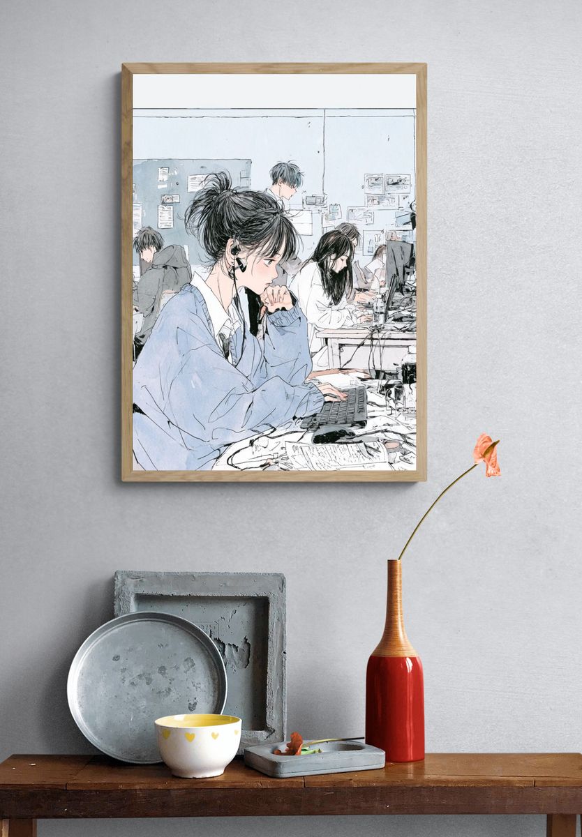 Quiet Study Room Illustration Poster. — room view 3