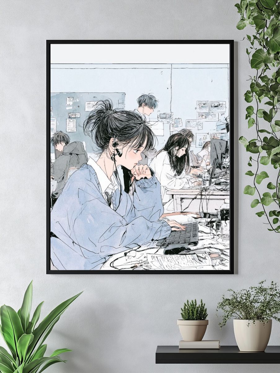 Quiet Study Room Illustration Poster. — room view 4