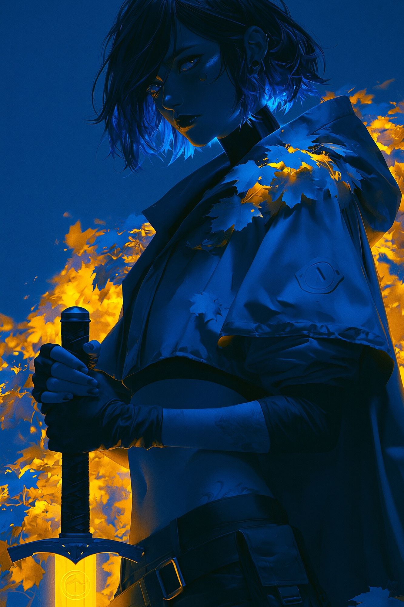 Blue Warrior Anime Poster. poster — anime art