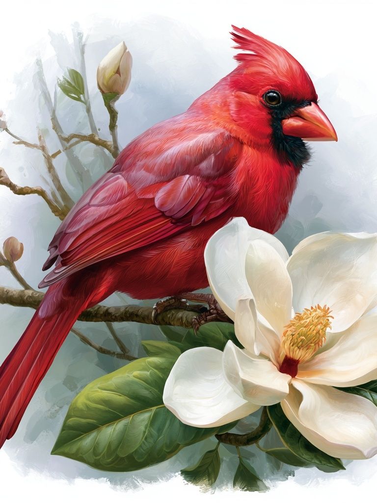 Red Cardinal and Magnolia Poster. poster — animals art