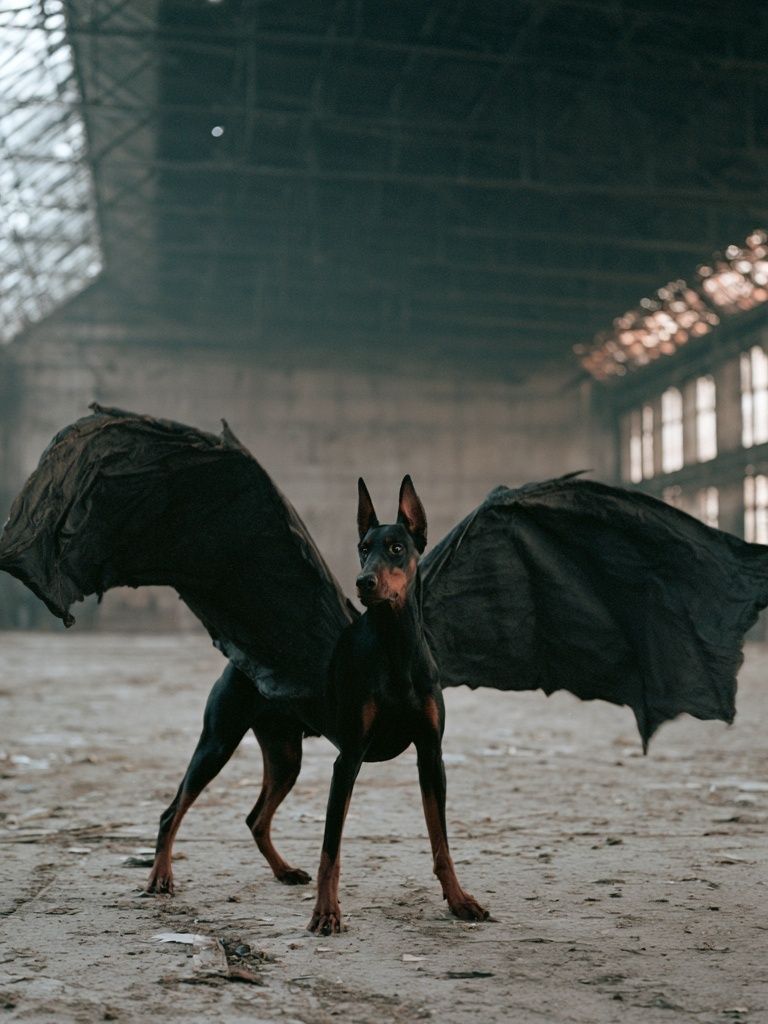 Winged Doberman Photography Poster. poster — animals art