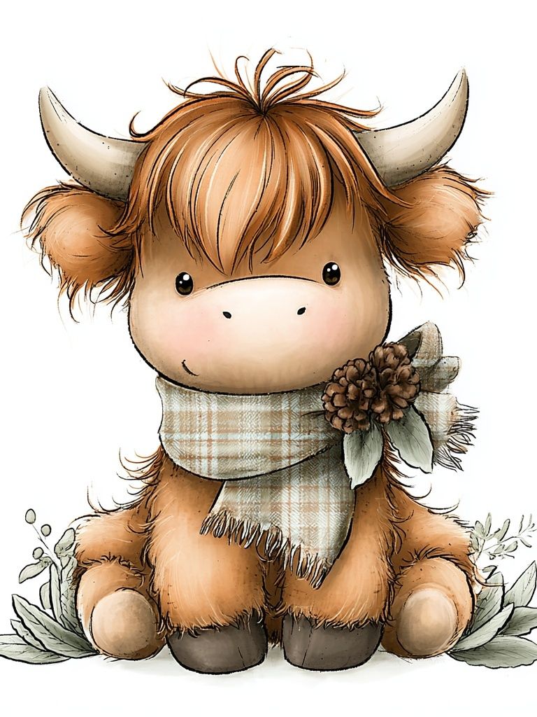 Cozy Highland Cow Illustration Poster. poster — animals art