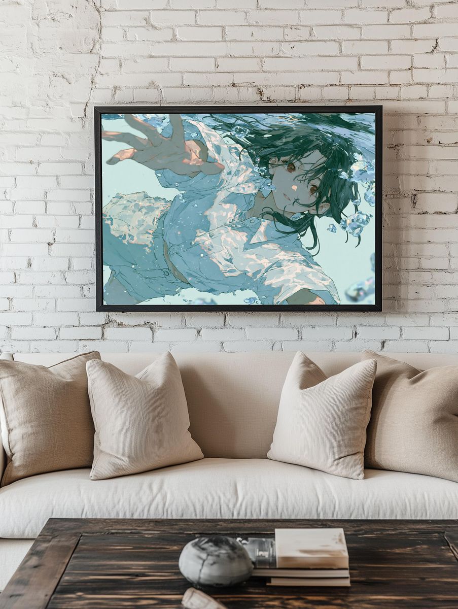 Underwater Girl Digital Art Poster. room preview