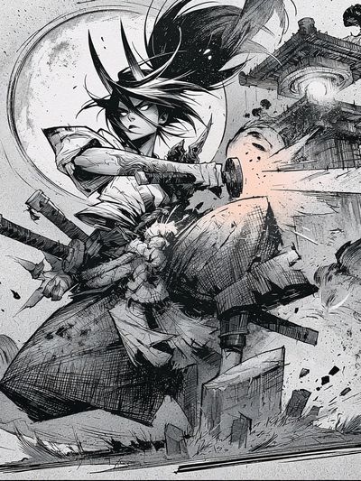 Samurai Warrior Ink Poster. poster