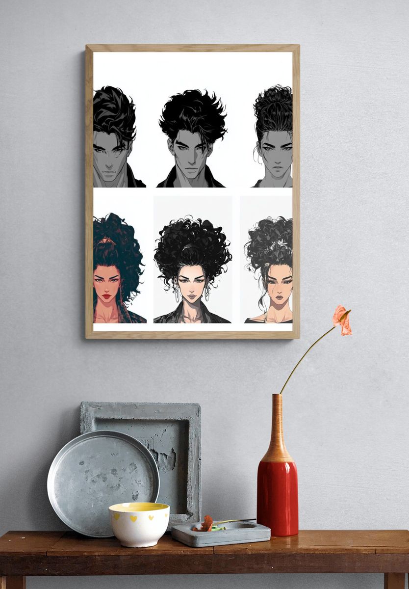 Anime Portrait Collage Print. — room view 3