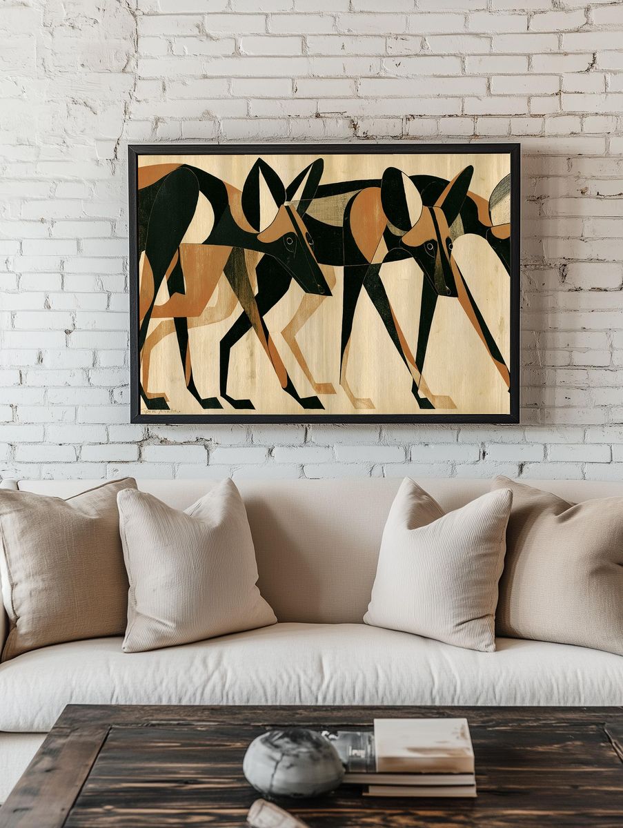 Abstract Hounds — Mid-Century Print. — room view 1