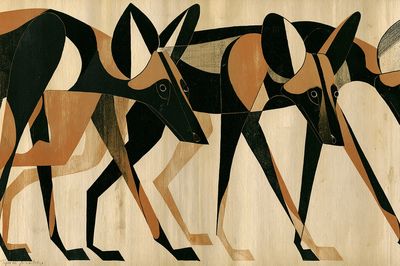 Abstract Hounds — Mid-Century Print. poster