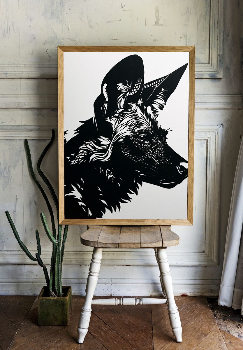 German Shepherd Silhouette Print. — room view 1