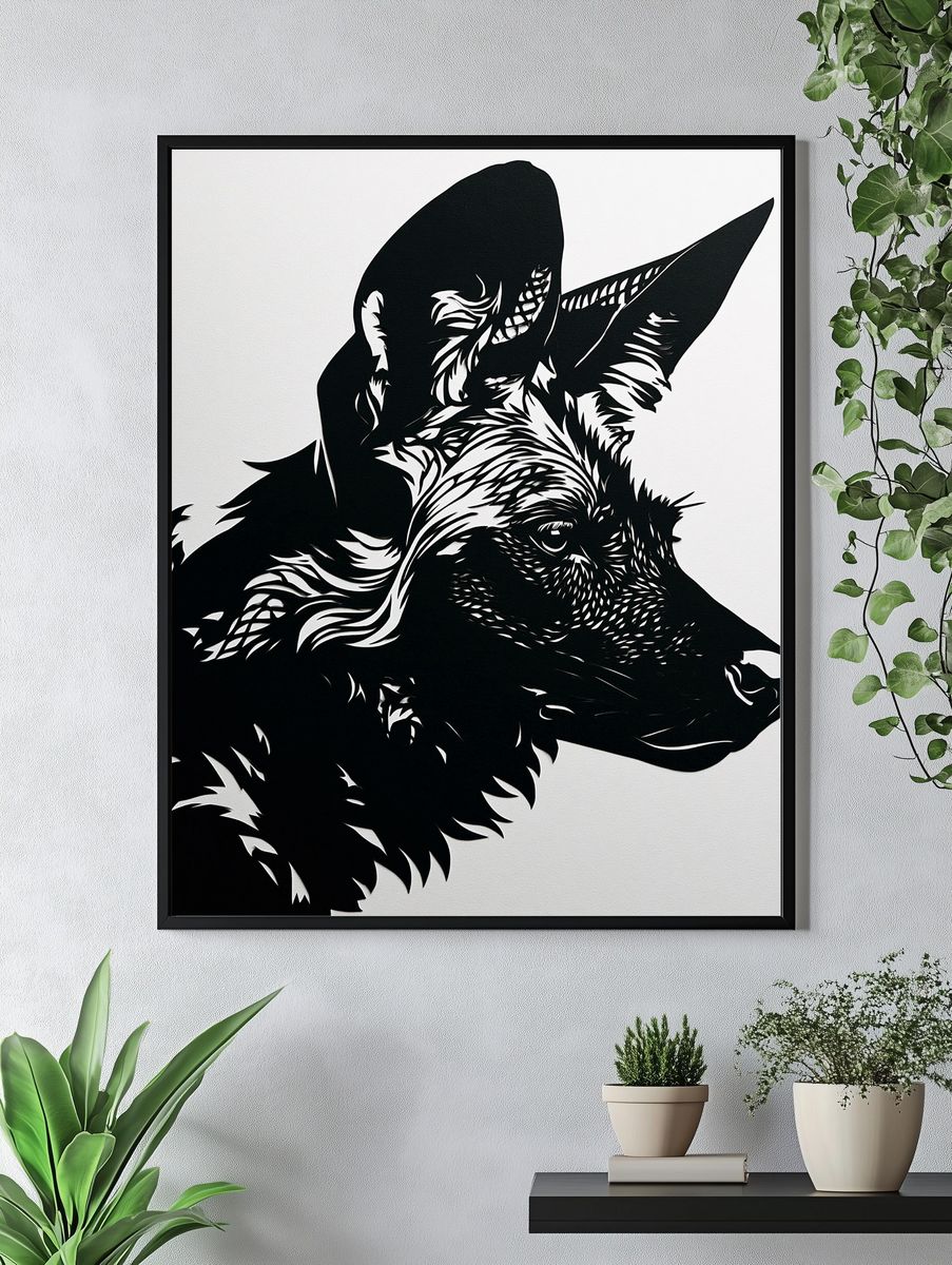 German Shepherd Silhouette Print. — room view 4