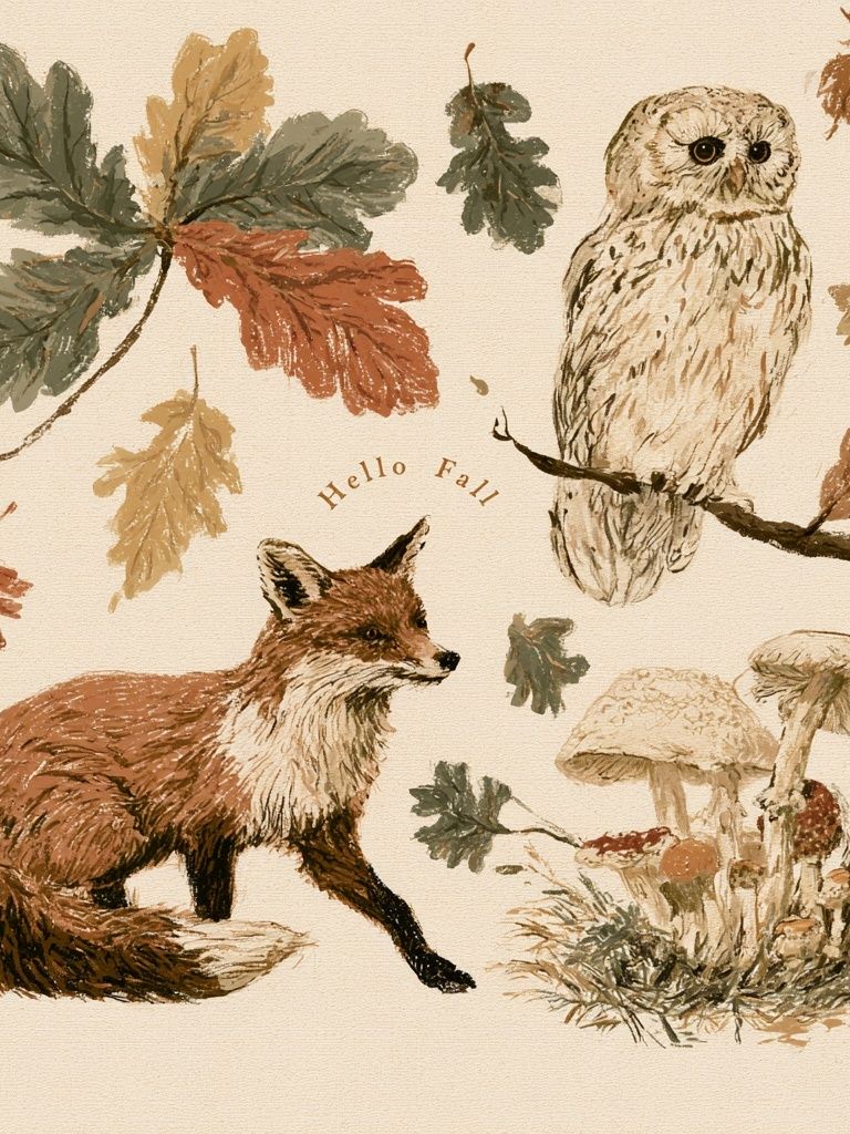 Autumn Woodland Animals Illustration Poster. poster — animals art