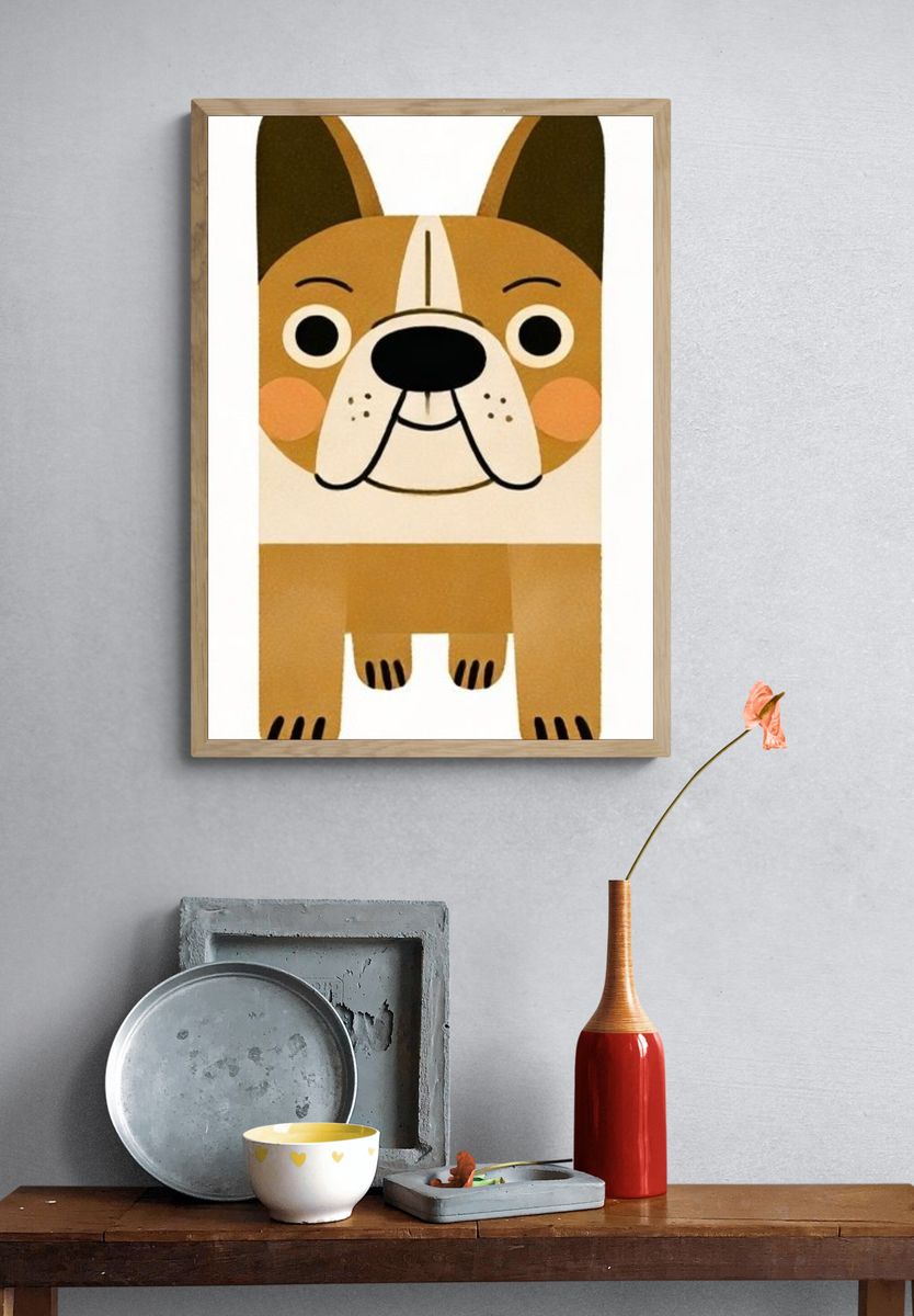 French Bulldog Cartoon Poster. — room view 3