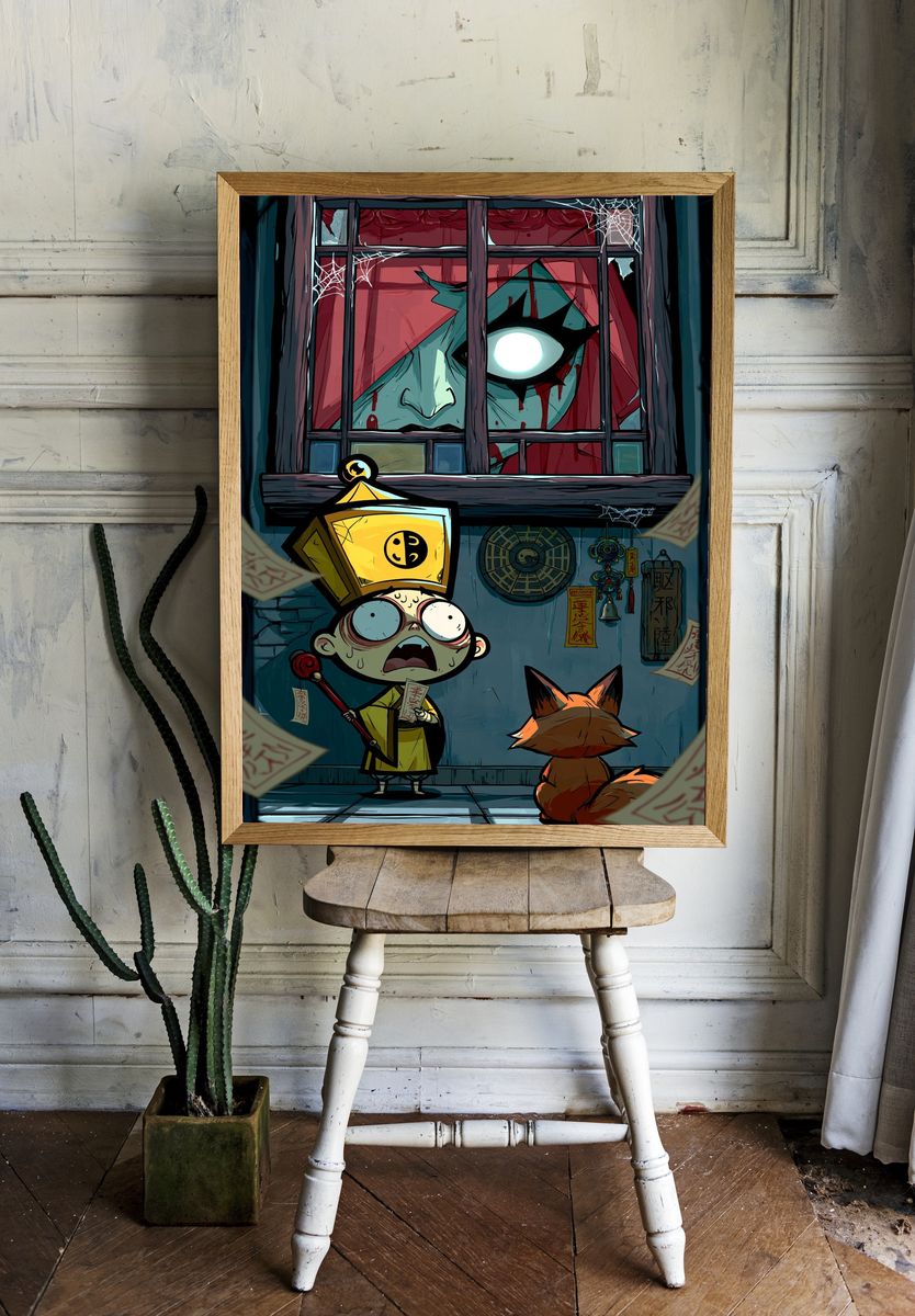 Haunted Fox Spirit Illustration Poster. — room view 1