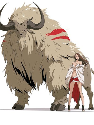 Fantasy Beast and Woman Illustration Poster.