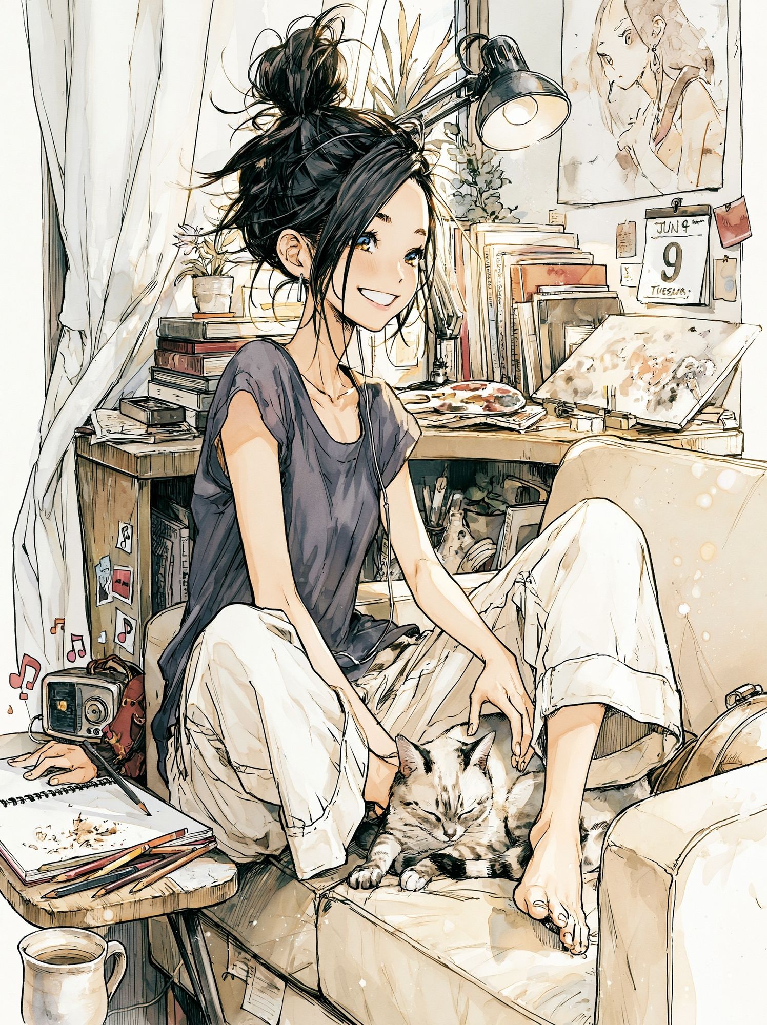 Cozy Anime Studio Girl Poster. poster — anime art